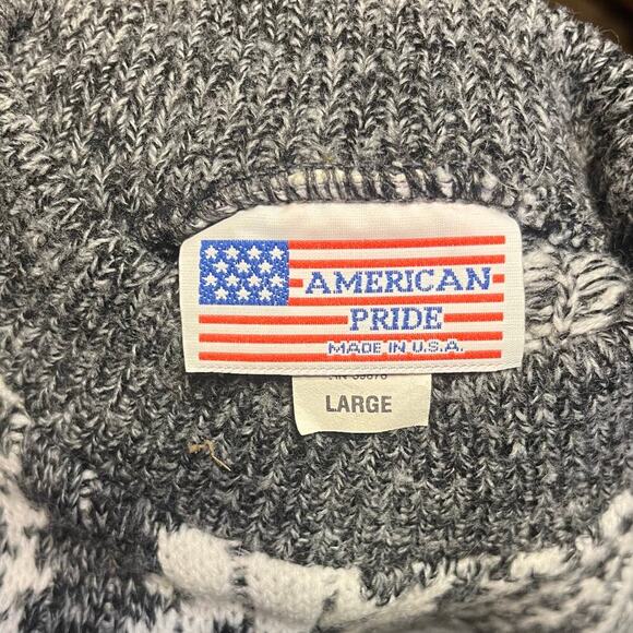 VTG Monochrome Abstract Pattern Knit Pullover Sweater Sz L Streetwear Retro 90s - Picture 3 of 6